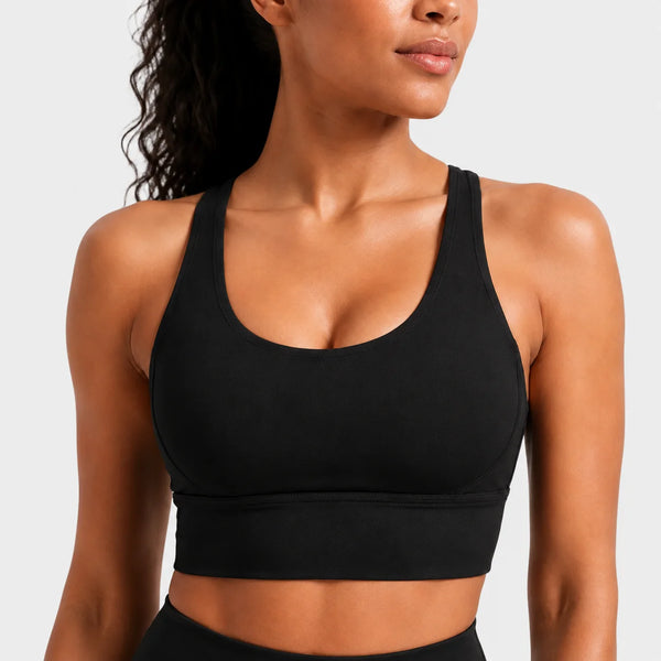 Svart Sculpt Cross-Back Sport-BH