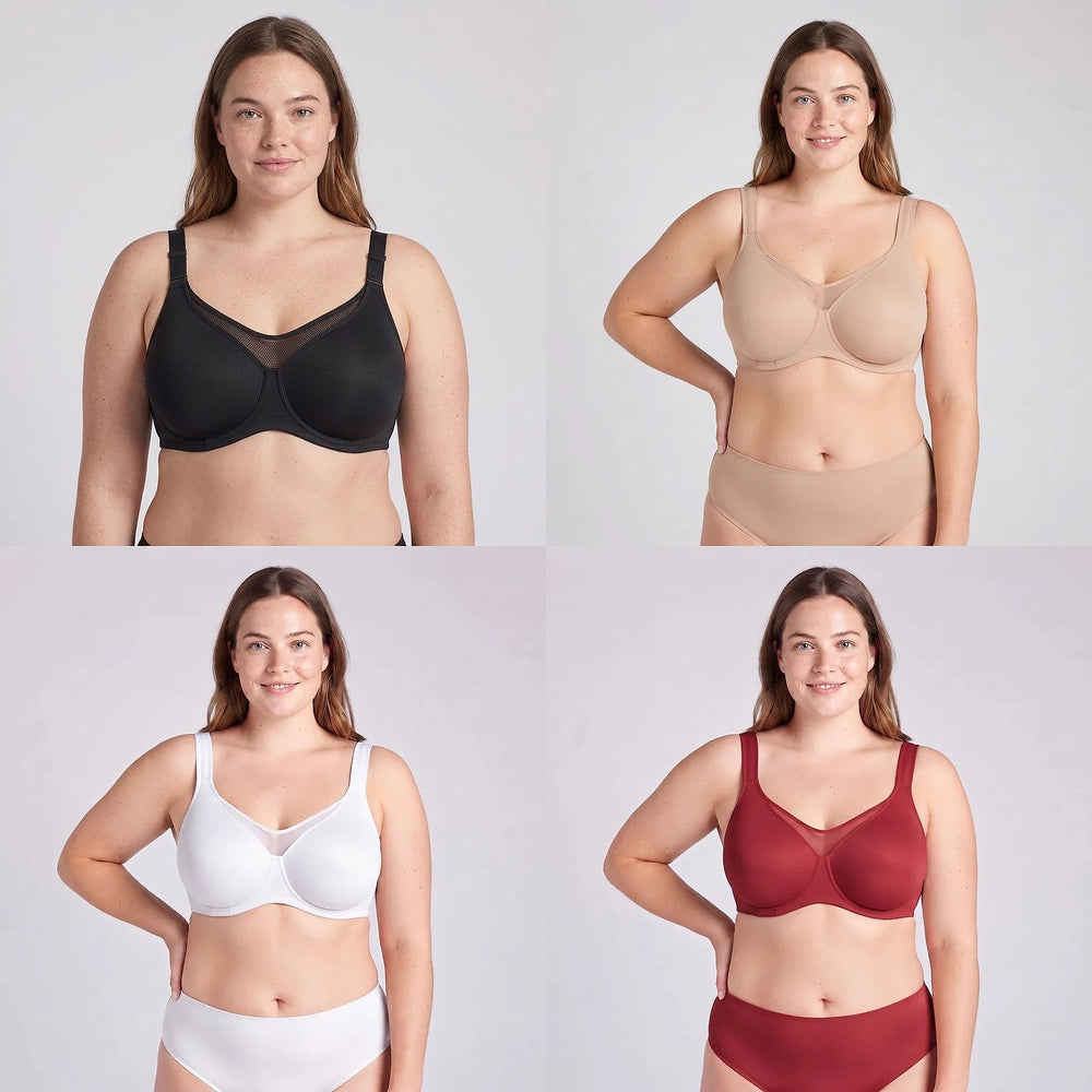 Lovelle Grace -minimizer-rintaliivit neljässä värissä: beige, musta, valkoinen ja viininpunainen