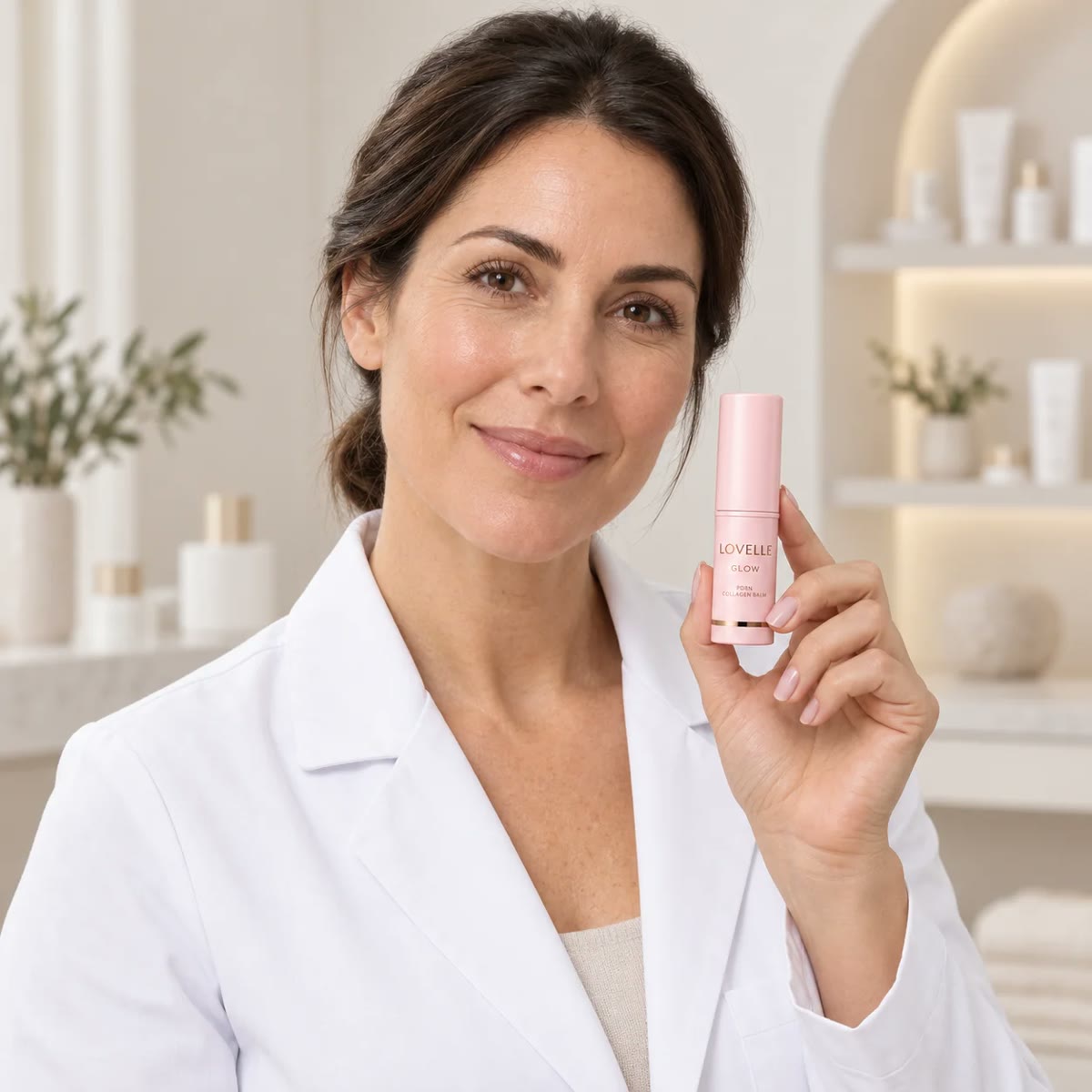 Ihoterapeutti pitelee Lovelle Glow -puikkoa
