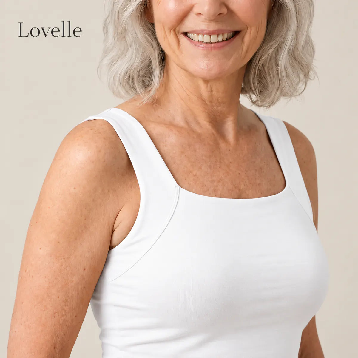 Lovelle Ease -toppi sisäänrakennetuilla liiveillä, väri Valkoinen
