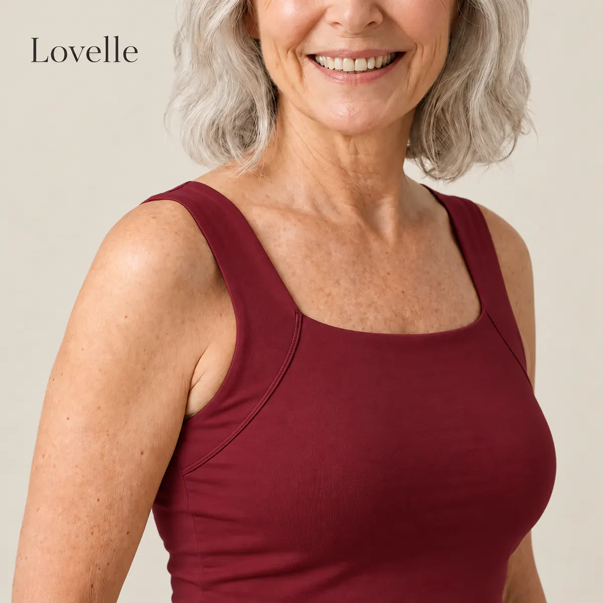 Lovelle Ease -toppi sisäänrakennetuilla liiveillä, väri Viininpunainen